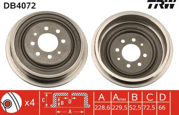 TRW DB4072 - Спирачен барабан vvparts.bg