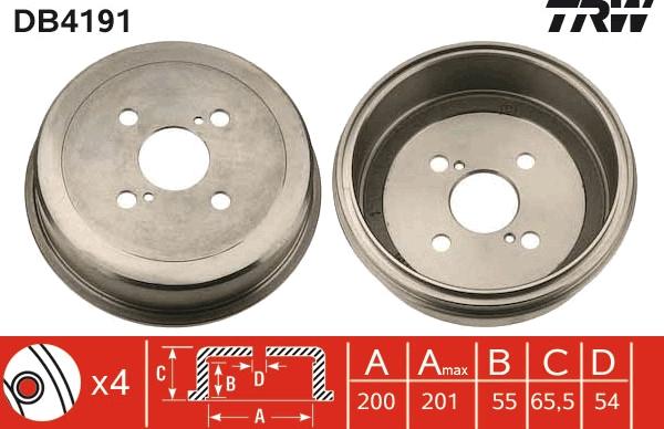 TRW DB4191 - Спирачен барабан vvparts.bg