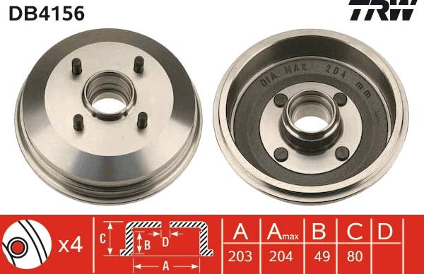 TRW DB4156 - Спирачен барабан vvparts.bg