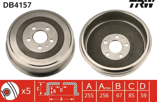 TRW DB4157 - Спирачен барабан vvparts.bg