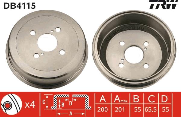 TRW DB4115 - Спирачен барабан vvparts.bg