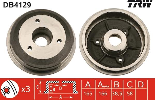 TRW DB4129 - Спирачен барабан vvparts.bg