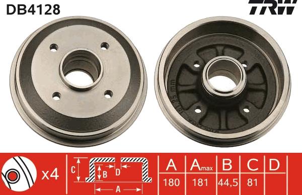 TRW DB4128 - Спирачен барабан vvparts.bg