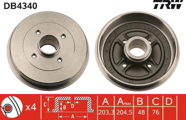 TRW DB4340 - Спирачен барабан vvparts.bg