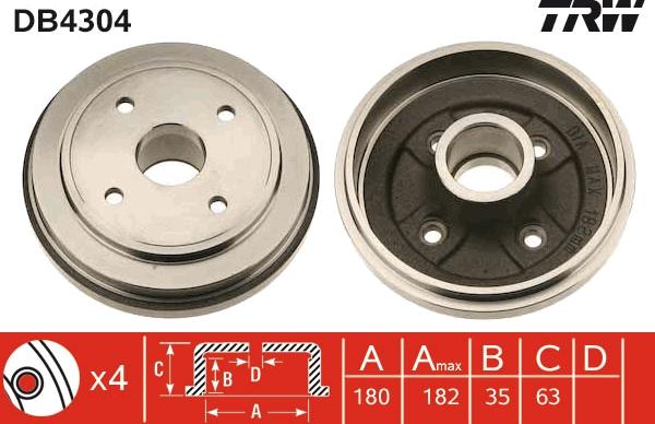 TRW DB4304 - Спирачен барабан vvparts.bg