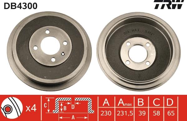 TRW DB4300 - Спирачен барабан vvparts.bg