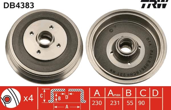 TRW DB4383 - Спирачен барабан vvparts.bg