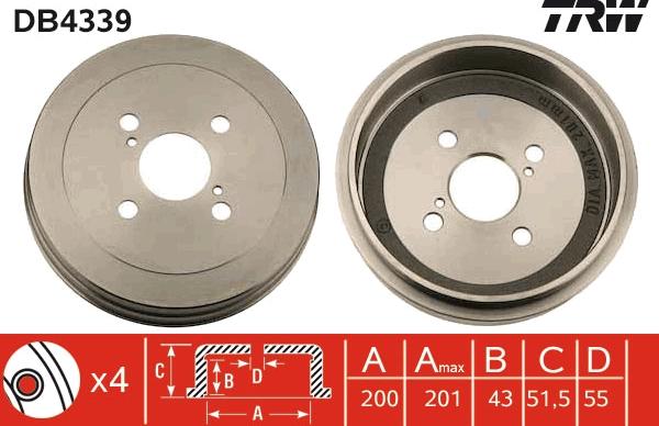 TRW DB4339 - Спирачен барабан vvparts.bg