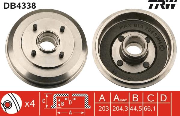 TRW DB4338 - Спирачен барабан vvparts.bg