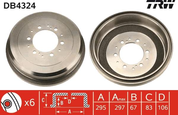 TRW DB4324 - Спирачен барабан vvparts.bg