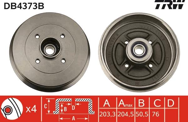 TRW DB4373B - Спирачен барабан vvparts.bg