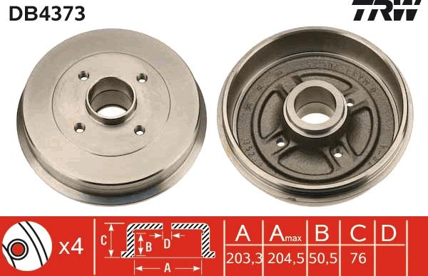 TRW DB4373 - Спирачен барабан vvparts.bg