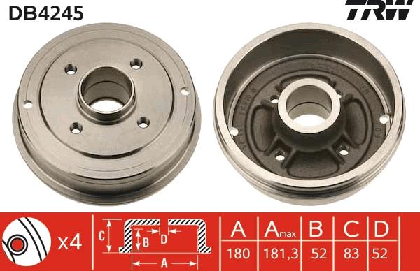 TRW DB4245 - Спирачен барабан vvparts.bg