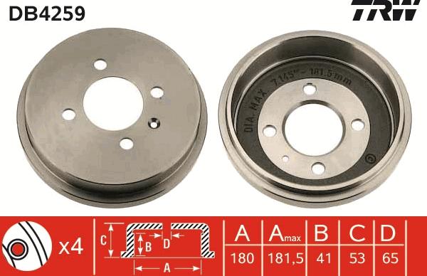 TRW DB4259 - Спирачен барабан vvparts.bg