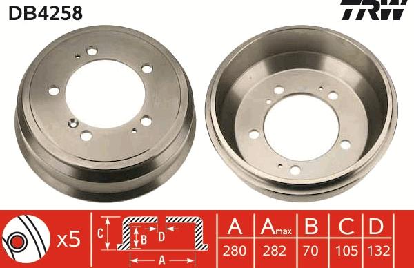 TRW DB4258 - Спирачен барабан vvparts.bg