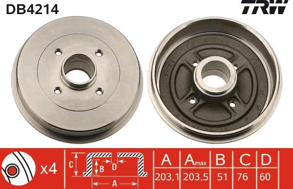 TRW DB4214 - Спирачен барабан vvparts.bg