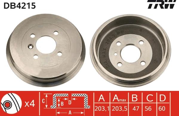 TRW DB4215 - Спирачен барабан vvparts.bg