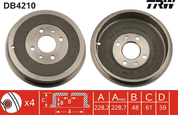 TRW DB4210 - Спирачен барабан vvparts.bg