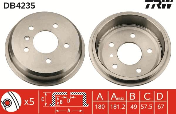 TRW DB4235 - Спирачен барабан vvparts.bg