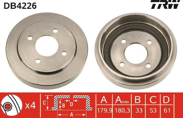 TRW DB4226 - Спирачен барабан vvparts.bg