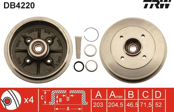 TRW DB4220 - Спирачен барабан vvparts.bg