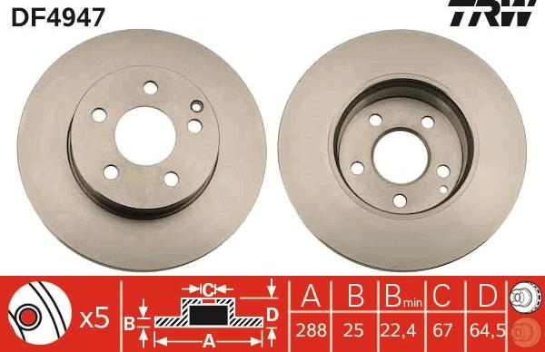 TRW DF4947 - Спирачен диск vvparts.bg