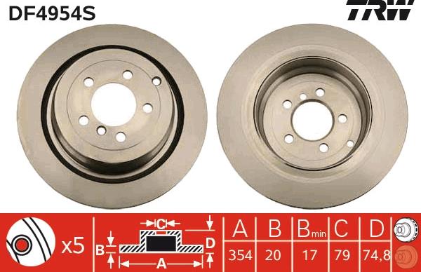 TRW DF4954S - Спирачен диск vvparts.bg