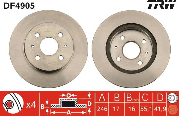 TRW DF4905 - Спирачен диск vvparts.bg