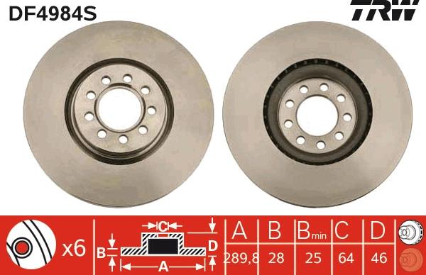 TRW DF4984S - Спирачен диск vvparts.bg