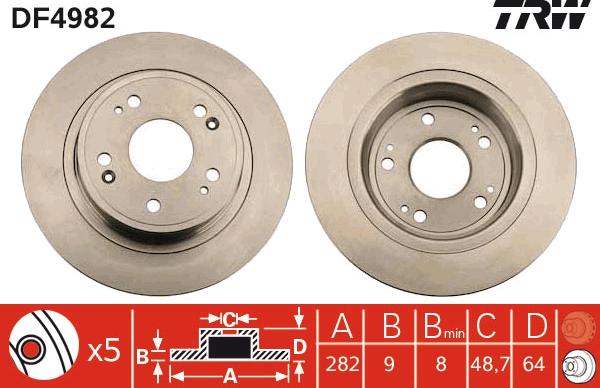 TRW DF4982 - Спирачен диск vvparts.bg