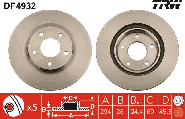 TRW DF4932 - Спирачен диск vvparts.bg