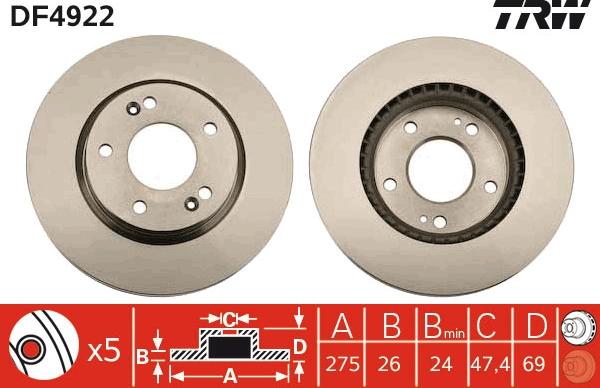 TRW DF4922 - Спирачен диск vvparts.bg