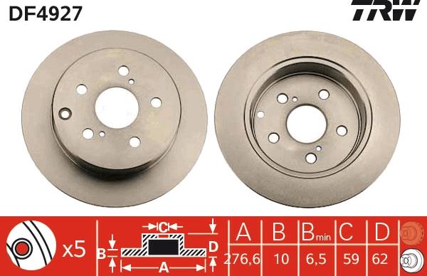 TRW DF4927 - Спирачен диск vvparts.bg