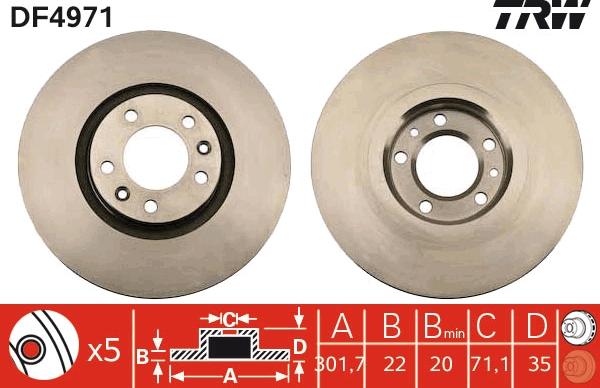 TRW DF4971 - Спирачен диск vvparts.bg