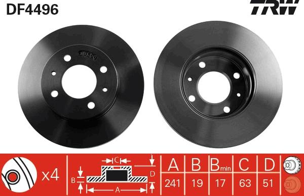 TRW DF4496 - Спирачен диск vvparts.bg