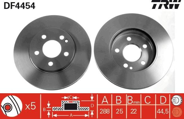 TRW DF4454 - Спирачен диск vvparts.bg