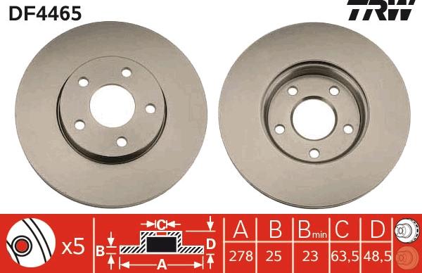 TRW DF4465 - Спирачен диск vvparts.bg