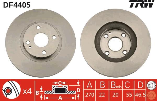 TRW DF4405 - Спирачен диск vvparts.bg