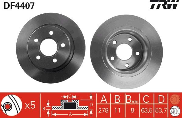 TRW DF4407 - Спирачен диск vvparts.bg