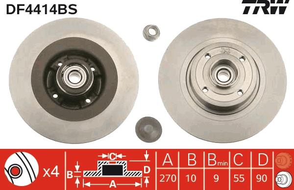 TRW DF4414BS - Спирачен диск vvparts.bg