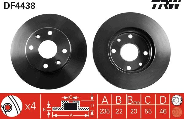 TRW DF4438 - Спирачен диск vvparts.bg