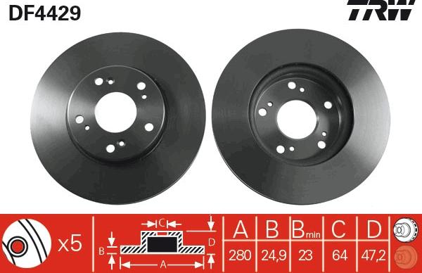 TRW DF4429 - Спирачен диск vvparts.bg