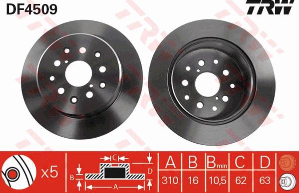 TRW DF4509 - Спирачен диск vvparts.bg