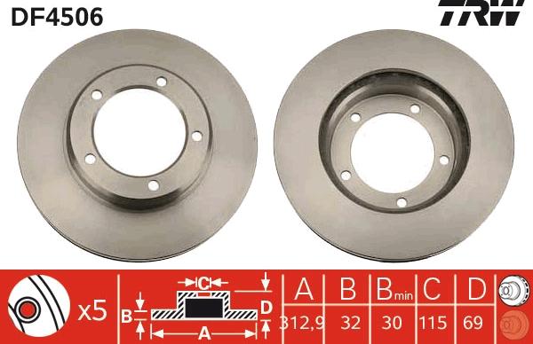 TRW DF4506 - Спирачен диск vvparts.bg