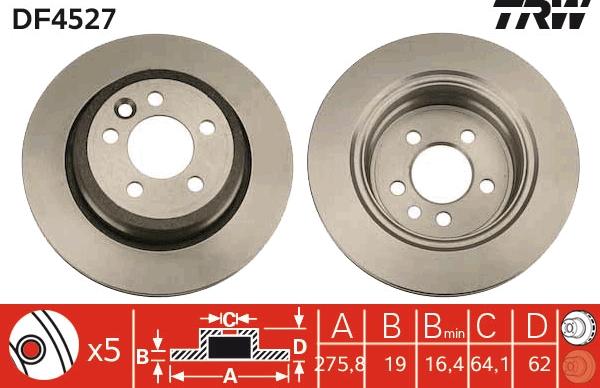 TRW DF4527 - Спирачен диск vvparts.bg