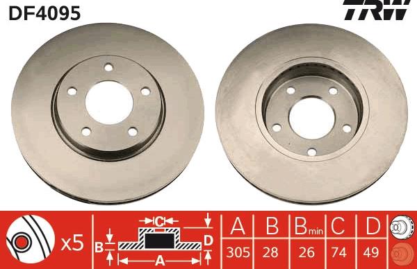 TRW DF4095 - Спирачен диск vvparts.bg