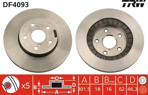 TRW DF4093 - Спирачен диск vvparts.bg