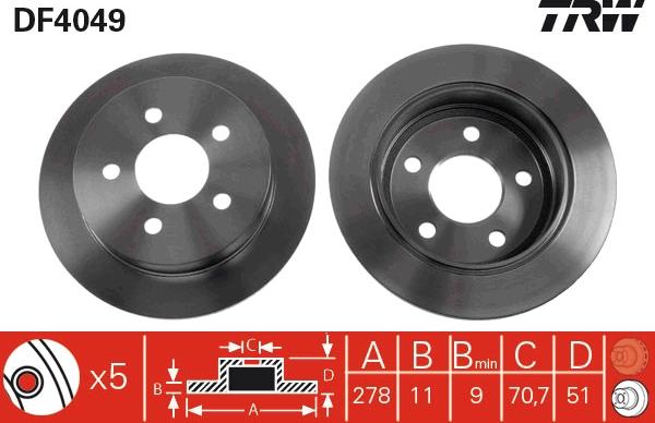 TRW DF4049 - Спирачен диск vvparts.bg