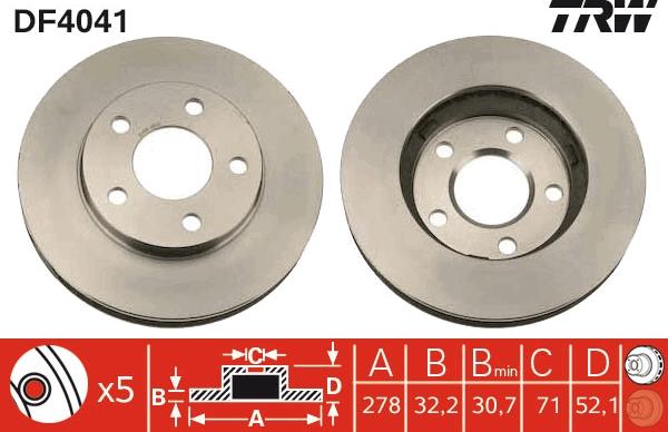 TRW DF4041 - Спирачен диск vvparts.bg