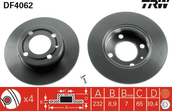 TRW DF4062 - Спирачен диск vvparts.bg